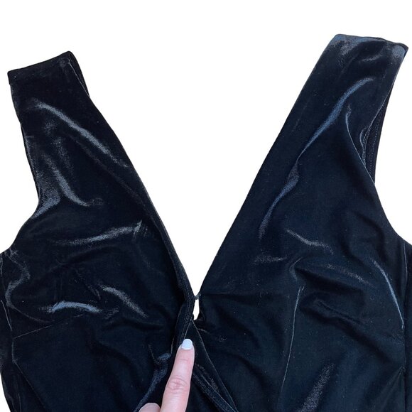 FRENCH CONNECTION JUMPSUIT MARIE STINA VELVET V-NECK SIZE 10 BLACK POCKETS NWT - Picture 8 of 15